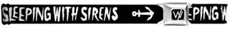 Sleeping with Sirens Seatbelt Belt - Text w/ Side Anchor Black & White