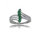10k White Gold Flirty Ring w Emeralds & Diamonds