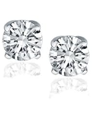 14K White Gold Diamond Four Prong Stud Earrings (1/2 c.t. tw.)