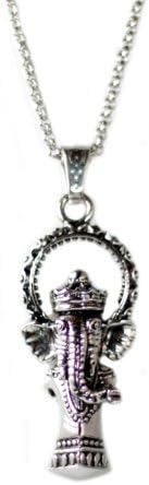 Elephant God Indian God Stainless/titanium Pendant with Ti-gold/titanium Chain Men's Necklace Punk Style with Black Gift Box