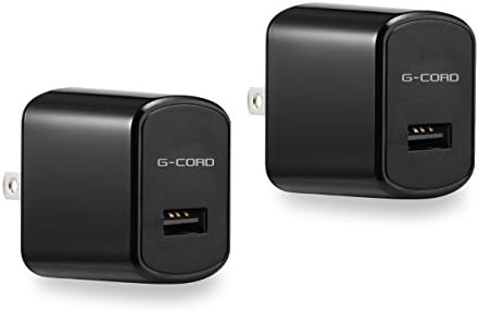 G-Cord® 2 Packs 2.1A Universal USB Travel Wall Charger AC Power Adapter High Speed Fast Charging for Apple iPhone, iPad, iPad Mini, iPad Air, iPod, Samsung, HTC, Blackberry and More (Black)