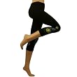 Psychedelic Print Summer Below Knees Capri Short Leggings Stretchy Black S/M