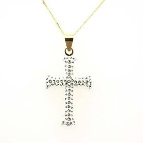 EVOKE 9Ct Gold Cross Pendant With Swarovski Crystals