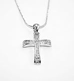 085. CZ Set Rhodium Finished Cross Pendant