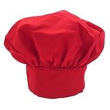 CHEFSKIN CHEF HAT RED VELCRO ADJUSTABLE TWILL BEST GIFT COMFORTABLE Kochmütze Kochhut Bistromütze Mütze Hut uni ROT NEU