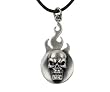 Skull Flame Pendant - Collectible Medallion Necklace Accessory Jewelry