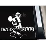 Disney Mickey Mouse "Back off" Car Window Decal Sticker -SM0010- 5"L x 6"W