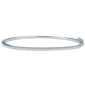 Sterling Silver Diamond Straight-Line Bangle Bracelet, (1 4 cttw, J-K Color,... by +