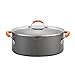Rachael Ray Hard Anodized Nonstick 8-Quart Oval Pasta Pot with Glass Lid, Orange