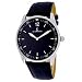 Le Chateau #2670M-7 Men's Silver Tone Black Elegant Slim Leather Strap Watch