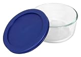 Pyrex Storage Plus 2-Cup Round Dish, Clear with Blue Lid