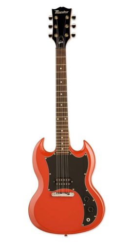 Double cutaway (SG Style) Electric Red, 1 p/u, 1 V, 1 T, amp, cord, strings, strap, picks, DVD