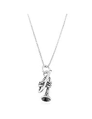 Sterling Silver Three Dimensional Trumpet Necklace