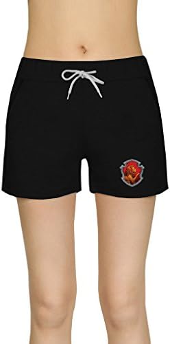 HuaTu Women's Harry Potter Gryffindor Logo Casual Cotton Shorts Gym Shorts Black