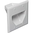 Datacomm 45-0002-WH 2-Gang Recessed Low Voltage Cable Plate - White