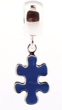 Blue Enamel Hanging Puzzle Piece - Compatible with Major Brand Bracelets