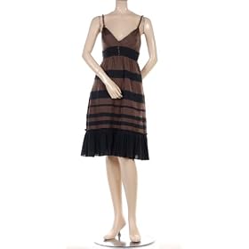 BCBG BLACK SILK&COTTON BANDED COCKTAIL DRESS NEW L