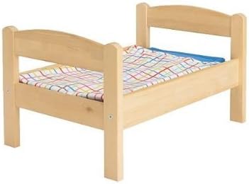 3 X Ikea's DUKTIG Doll bed with bedlinen set, pine, multicolor