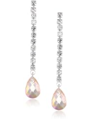 Faceted Aurora Borealis and Crystal Teardrop Dangle Earrings