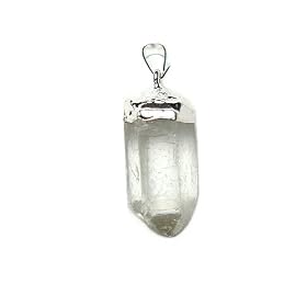 Quartz Crystal Pendant on Silver Mount with Braided Faux Leather Necklace