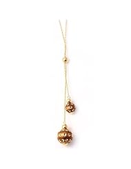 14k Yellow Gold 4.9 Grams 2.5" Dangling, 8mm and 12mm Chocolate Color Brushed Ball Chain Necklace, 16.5" with 2" Exender Chain. Made in Italy