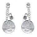 Playboy Earrings Playboy Bunny Logo Coin with Crystal Dangles Authentic Licensed Playboy Jewelry CPBE2116