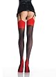 Lycra Opaque Stockings With Contrast Top, Back Seam, And Cuban Heel