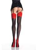 Lycra Opaque Stockings With Contrast Top, Back Seam, And Cuban Heel