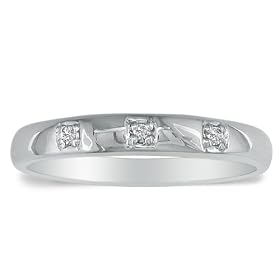 Three Diamond Promise Ring in 10K White Gold: Jewelry