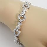 Womens 14K White Gold Plated 30 Diamonds Bracelet - Length 7 In.