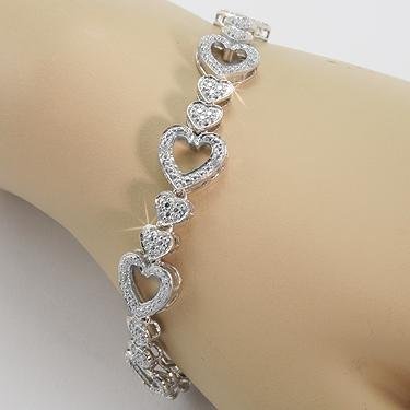 Womens 14K White Gold Plated 30 Diamonds Bracelet - Length 7 In. For ...