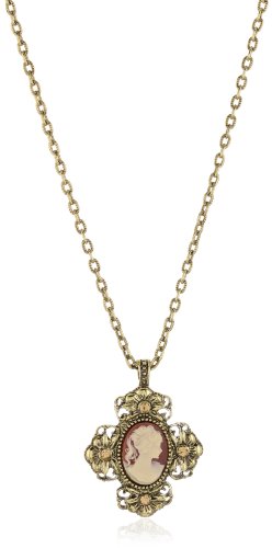 1928 Boutique Victorian Era Cross Cameo Necklace 