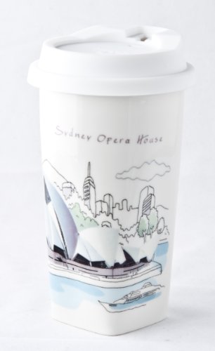 Sydney Opera House su tazza da caffè / calice / tazza da té tazza da viaggio di ceramica con coperchio di materia sintetica e fondo angolare