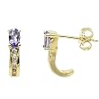 14K Yellow Gold Tanzanite and Diamond Earrings