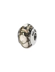 White Mosaic Magnesite Stone Silver Charm for 3mm Charm Bracelets