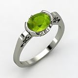 Oval Peridot Ring in 14K White Gold