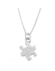 Sterling Silver Double Sided Autism Symbol Puzzle Piece Necklace