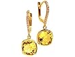 18k Yellow Gold Natural Cushion Yellow Beryl & Diamond Hoop Earrings Ct.tw 7.95