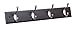 BirdRock Home Oval Hook Coat and Hat Rack | 4 Hooks | Wall Mount | Black Finish | Satin Nickel Hooks
