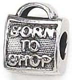 Authentic Zable Born to Shop Bag 925 Sterling Silver Bead Charm BZ-1415 fits Pandora Chamilia Trollbeads Biagi Silverado