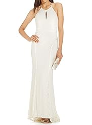 Floral Print Full Length Polyester Lace Keyhole Halter Mermaid   Ball Gown  Dress