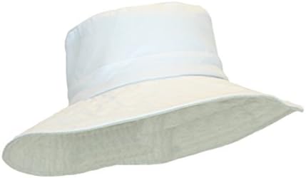White 100% Cotton Adjustable Lined Bucket Sun Hat w/ UPF 50+ UV Protection
