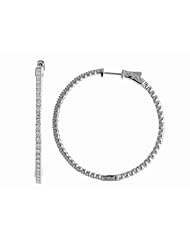 14K 2ct White Gold Diamond Secure Lock 43 mm Hoop Earrings