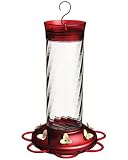 More Birds Diamond Hummingbird Feeder, Glass and Plastic Feeder with 6 Feeding Stations, 30-Ounce Capacity