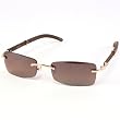 Designer Rectangular Frameless Sunglasses Shades Brown & Gold