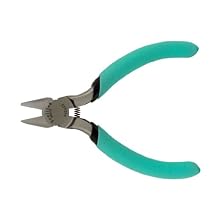 Xcelite S424NJS Diagonal Relieved Head Cutter, Flush Jaw, 4" Length, 5/8 Jaw Length, Green Cushion Grip Handle