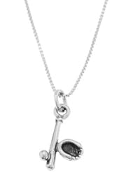 Sterling Silver One Sided Baseball Equipment Bat Ball and Glove Necklace