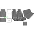 A Set of 2 Universal Fit Low Back Scottsdale Pattern Front Bucket Seat Cover, A Set of 4 Universal Fit Plush Carpet Floor Mats for Cars and One Universal Fit Scottsdale Rear / Bench Seat Cover - Silver