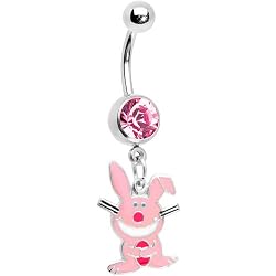 Happy Bunny Pink Gem Original Dangle Belly Ring
