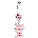 Happy Bunny Pink Gem Original Dangle Belly Ring